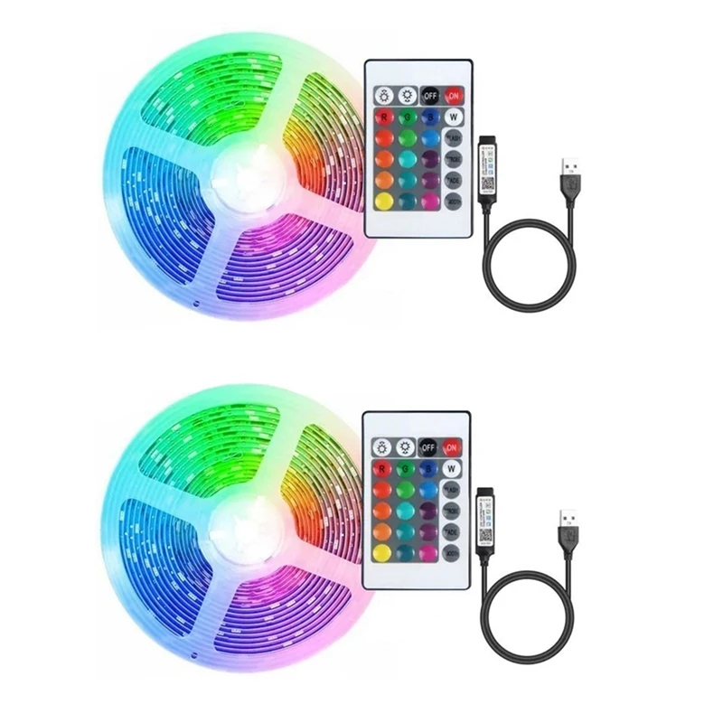 2Pcs 3535RGB 39.37Inch Light Strip Self-Adhesive 5V Low Voltage Led Strip USB Background Atmosphere Light Strip