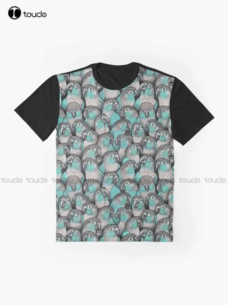 Turquoise Green-Cheeked Conures Graphic T-Shirt Custom Aldult Teen Unisex Digital Printing Tee Shirts Custom Gift Xxs-5Xl