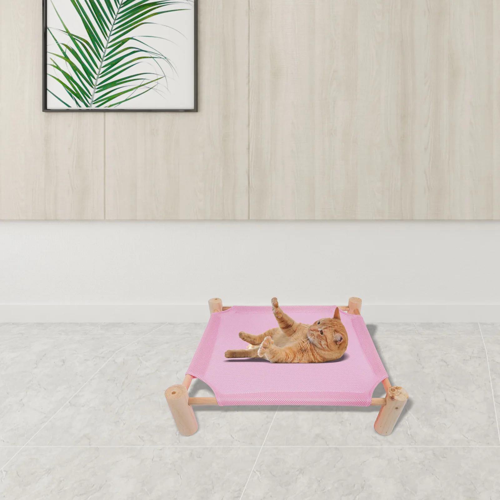 

Mesh Camp Bed Pet Hamster Sleeping Hammock Breathable Cot Portable Wood Rack Moistureproof Nest Stylish Design Cozy