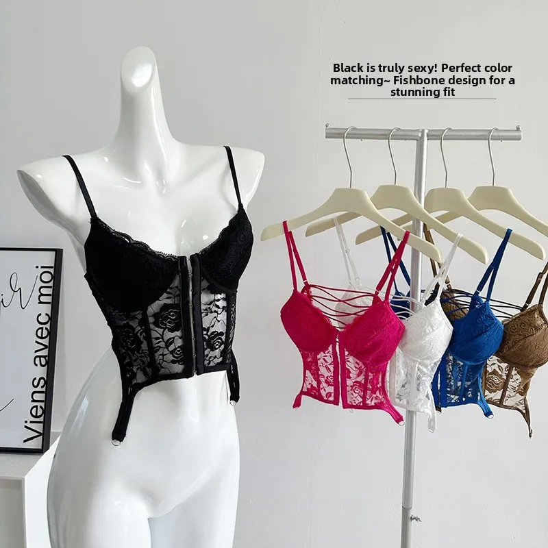 Sexy Strap Fishbone Bra Women's 2024 New Spicy Girl Underwear Top Short Length Other Material 100% Summer Collection