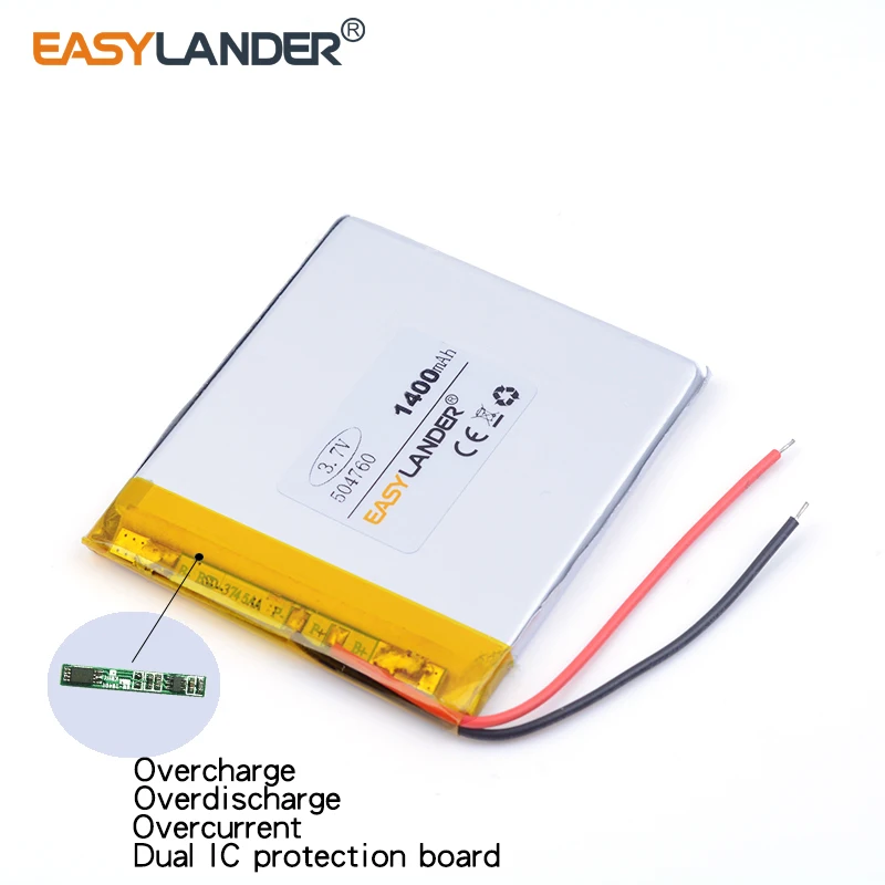 3,7 В 1400 мАч 504760   Литий-ионная литий-полимерная аккумуляторная батарея для Mp3 MP4 MP5 GPS PSP Vedio Игровые игрушки