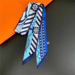 2024 Luxury New Style Women Long Decorative Ribbon Small Scarf Tied Bag Handle Ribbon Hair Band Small Scarf