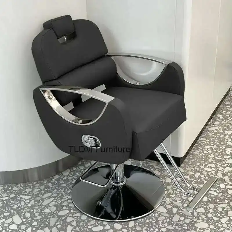 كرسي صالون الحلاقة الدوار الجلدي الجمالي معدات الحلاق الذهبية كرسي الصالون الساق الهيدروليكية سيلا دي باربيرو الأثاث