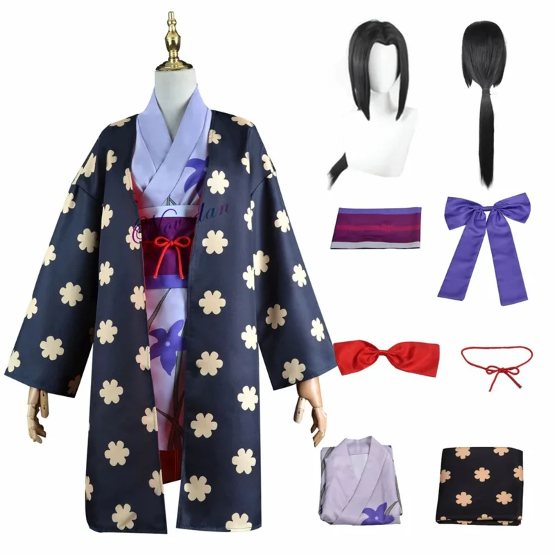 Anime Miss Allsunday Nico Robin Cosplay Costume Women Kimono Dress Wig Onigashima Outfit Halloween Party Carnival Suit