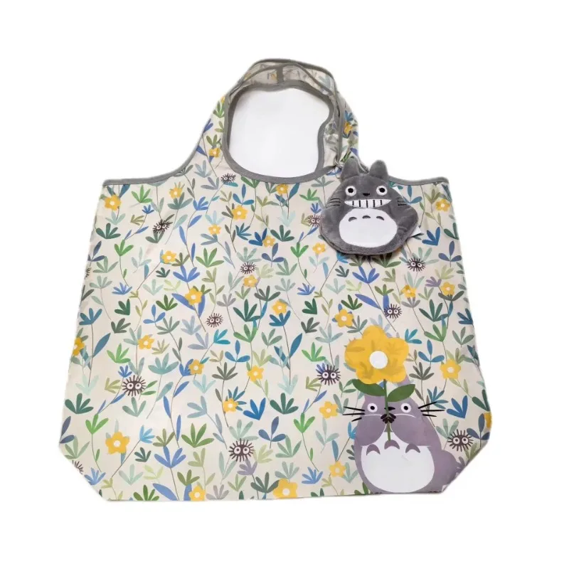 Cartoon Printed Foldable Reusable Nylon Shopping Bag Large Capacity Portable Shoulder Handbag Eco Friendly For Supermarket Daily