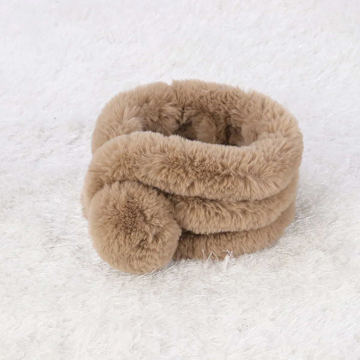 

Faux Rabbit Winter Warm Shawl Lightweight Soft Wrap Khaki Travel Party Fashionable Warm Durable Cold Days Easy Carry For Girls