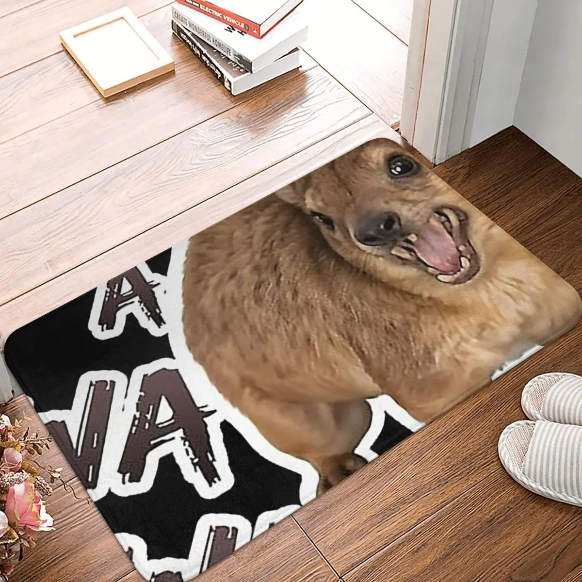 Awawa Angry Screaming Rock Hyrax Meme Doormat Kitchen Entrance Home Floor Mat Non-slip Carpet Rug for Balcony Footpad Mats