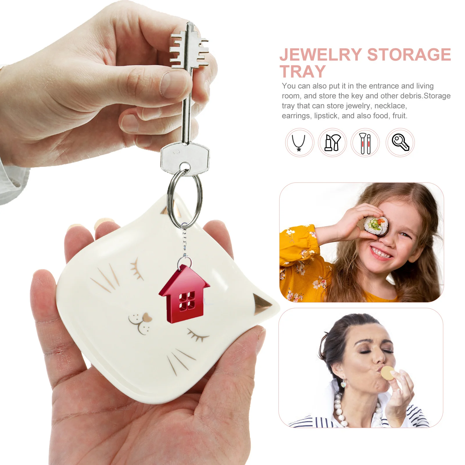 2 قطعة تصميم القط مجوهرات صينية تخزين أطباق السيراميك خواتم أقراط قلادة درج منظم الغذاء الفاكهة السوشي العرض