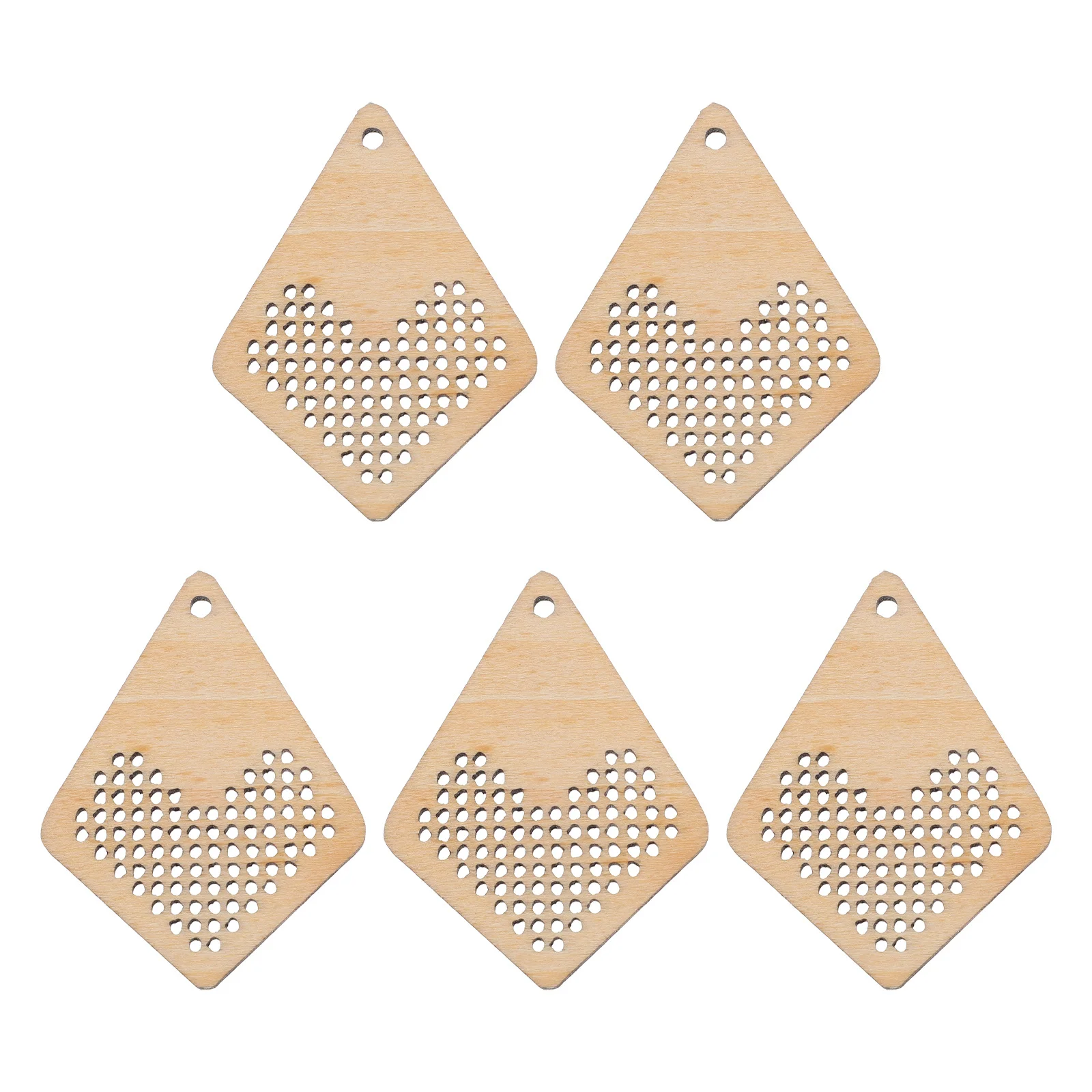 

5pcs Mini Cross Stitch Wooden Chips Diy Gift For Lovers Handmade Pendant Craft Kit Durable Lightweight Portable Art Supply