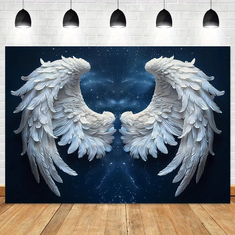 Starry Night Angel Wings Backdrop - Versatile Polyester Banner For Outdoor, Scene & Party Decorations