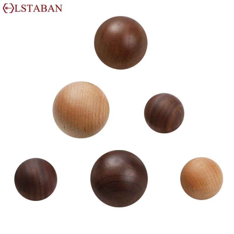 Minimalist Round Walnut Wood Knob Kitchen Cabinet Door Handle Natural Walnut Ash Beech Decor Ball Furniture Hardware Pulls Knob