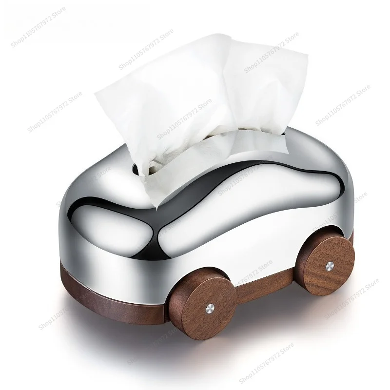 For light luxury stainless steel trolley tissue box pumping carton model room soft home ornament