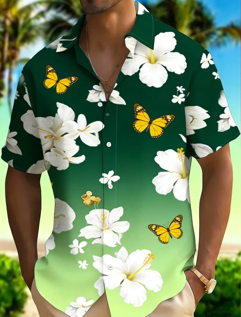 

Men's Leisure Resort Print Short Sleeve Shirt Summer Casual Fashion For Daily Wear Holiday Beach And Street Style Outfits