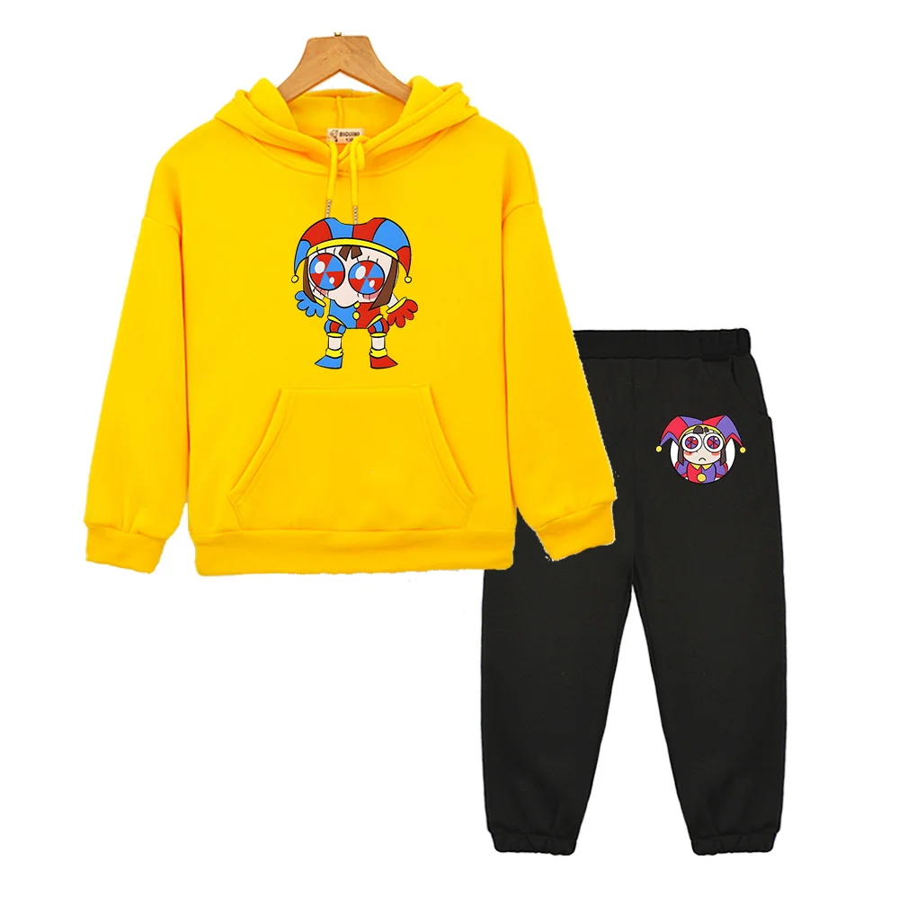 Kids Sudadera The Amazing Digital Circus Children's Hoodies Pommi Suit for Boy Sweatshirt with Hood Pants Tops Girls Clothes Set