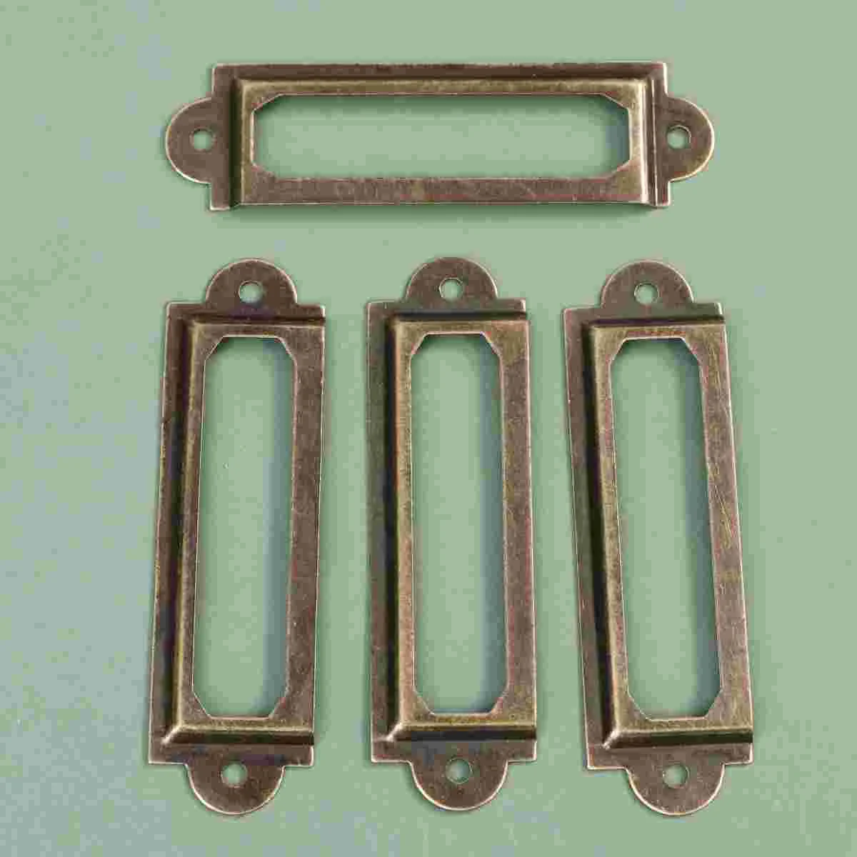 

25 Pcs Vintage Style Iron Label Holder Small Clear Adhesive Shelf Tag Pockets Cabinet Hinges Drawer Accessories for Jewelry Box
