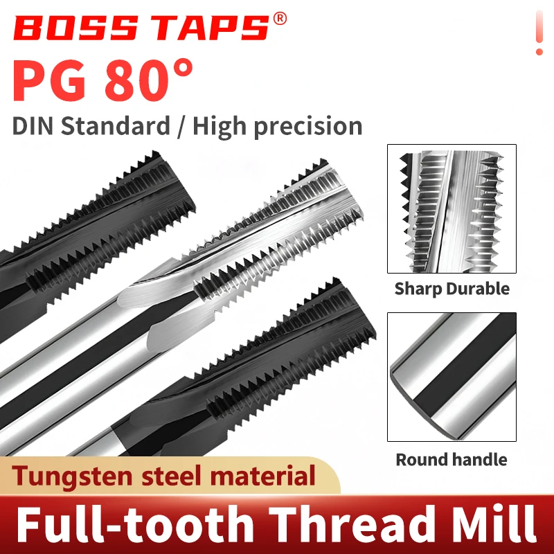 

Фреза для нарезания резьбы BossTaps из вольфрамовой стали, немецкий стандарт, для полной резьбы, PG7, 9, 11, 13.5, 16, 21, 29, 36, 42, 48