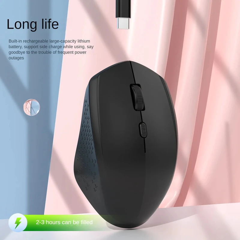 Xiaomi mouse sem fio bluetooth modelo duplo tipo-c recarregável ergonomia 1600 dpi legível 2.4ghz silêncio para jogos de escritório