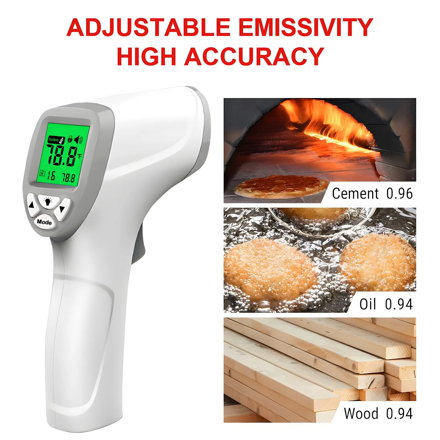 Digital Infrared Thermometer Outdoor Pyrometer Laser High Temperature Meter Food Kitchen Thermometers Adjust Heat Meter