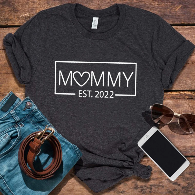 

Mommy Est. 2022 Promoted To Mommy Shirts Mothers Day Gift Announcement Tee Gift for Mama Mothers Day Shirt New Mom Tops