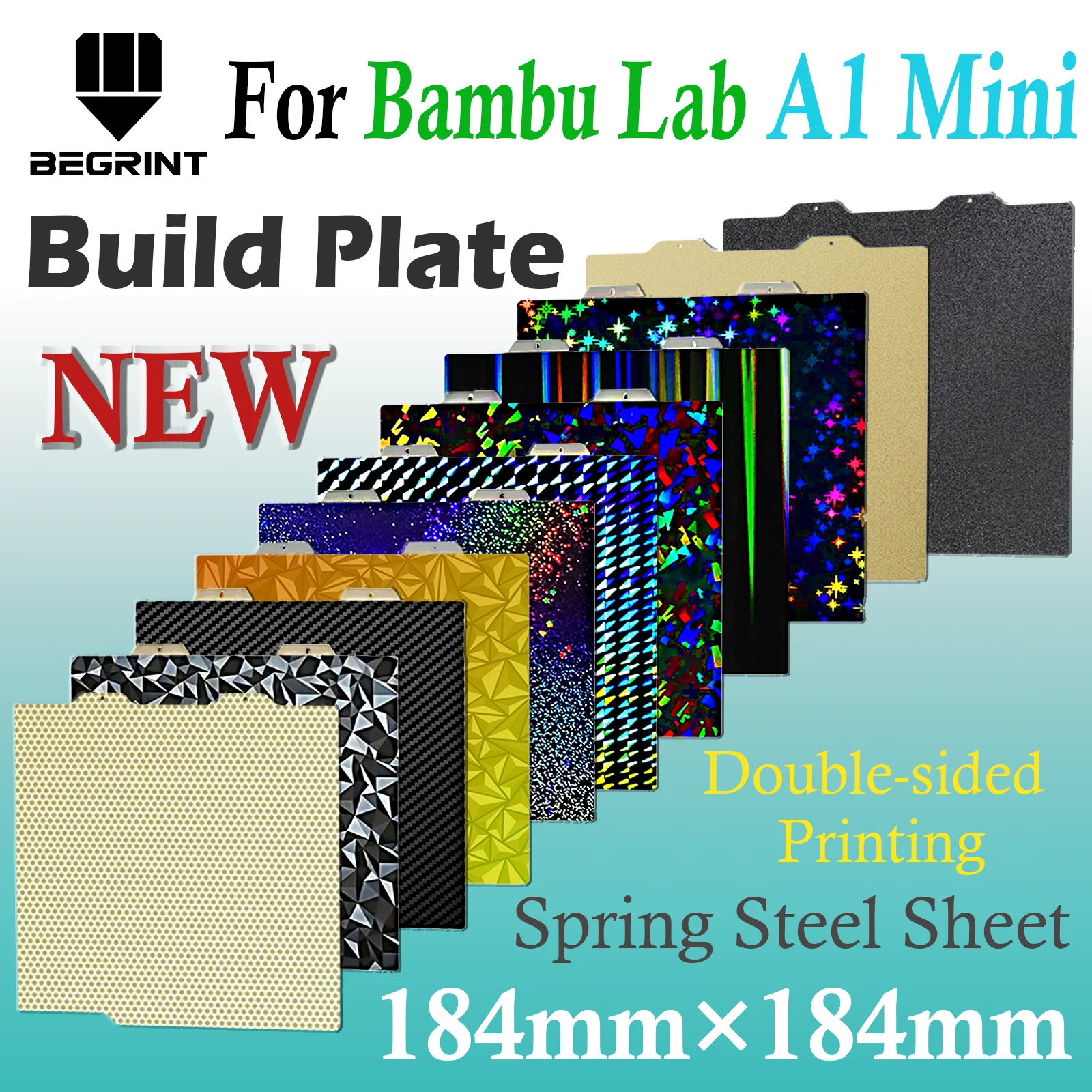 

Сборная пластина для Bambu lab A1 mini Cold Plate Frostbite Low Carbon 184 × 184 мм Лист пружинной стали для Bambulab A1 MINI Plate Bamboo