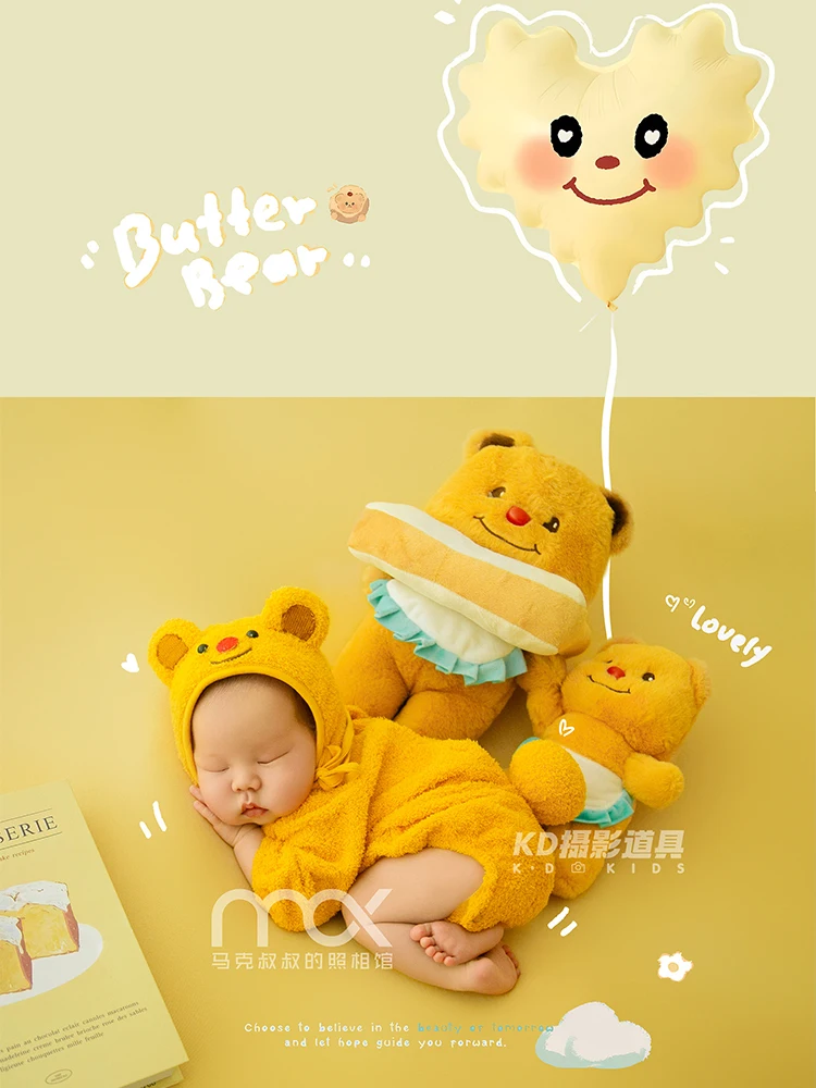 

Очаровательный желтый медведь, реквизит для фотосъемки новорожденных, детский пушистый медведь, карнавальный костюм, куклы-медведи, студийная съемка, декоративный реквизит