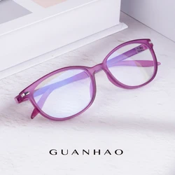 Guanhao Anti Blue Light Resin Lens Fashion Frame Ultra-light TR90 Man Women Reading Glasses HD Plastic Frame Slim Clear Glasses