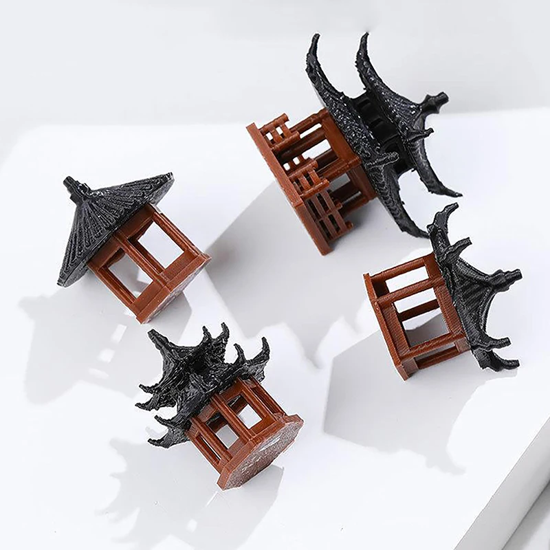 Mini Pagoda Statue Fairy Garden Decor Pavilion Hexagon Asian Exotic Environments Flower Vase Aquarium Dollhouse Decor For