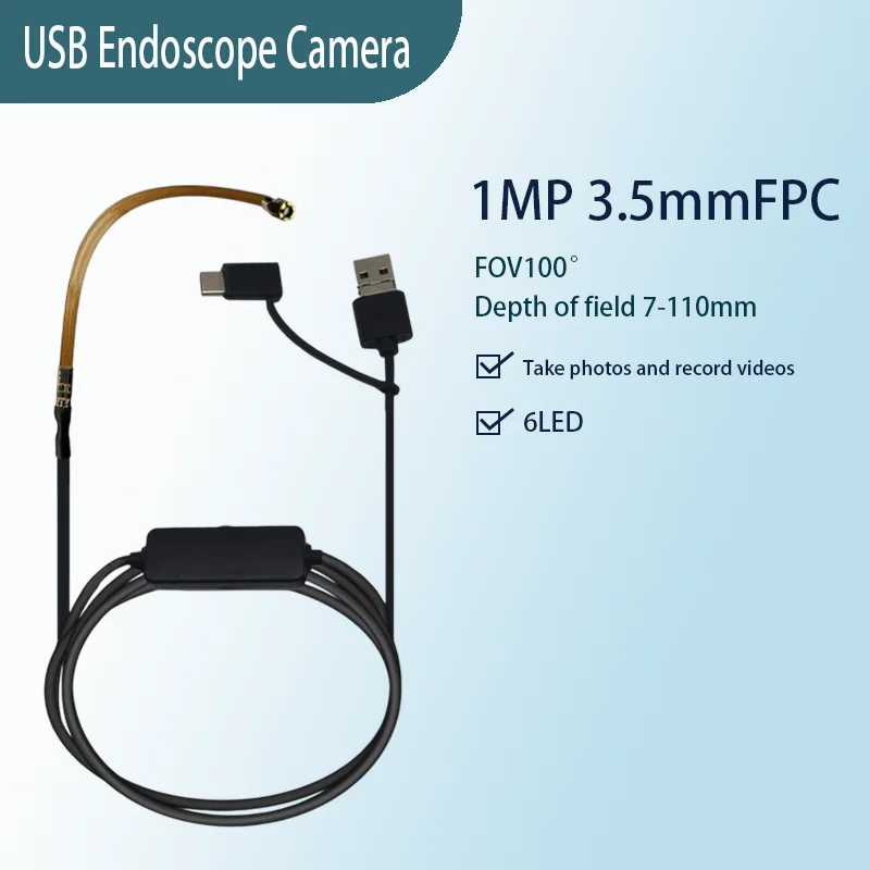 1MP 3.5mm FPC كابل مرن المنظار 3 في 1 كابل FOV100 ¢ USB كاميرا المنظار الصناعي EZ-EN35L-S
