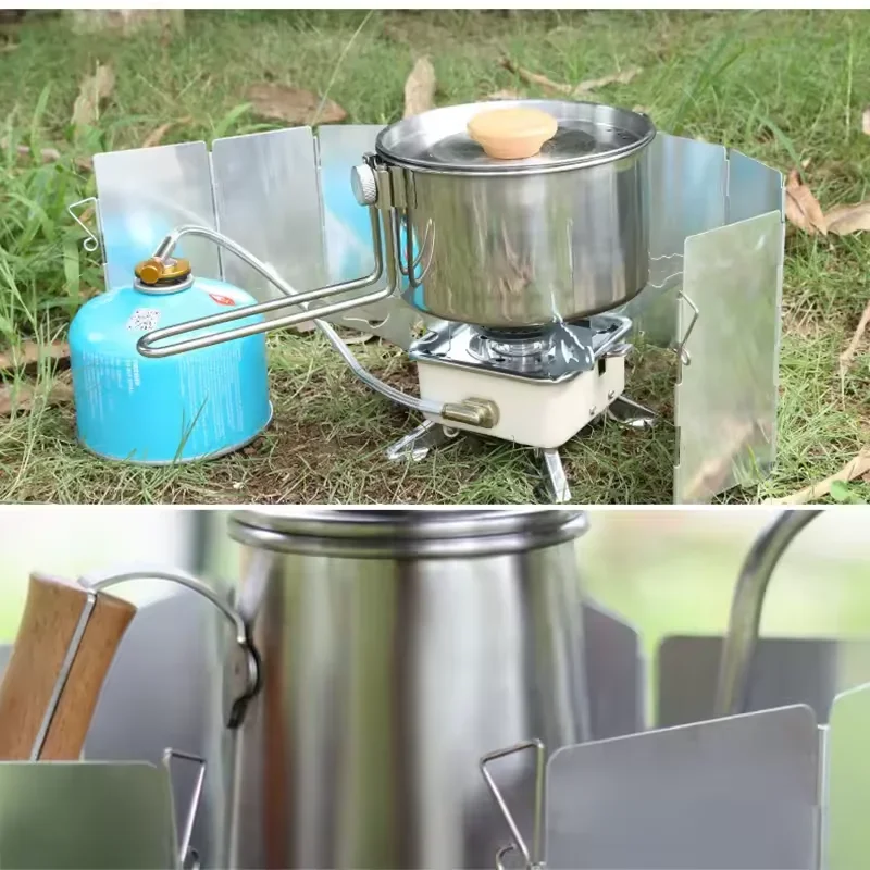 Outdoor Stove Wind Shield Camping Windscreen 9 Plates Foldable Gas Cookers Wind Deflectors Stove equipment Accessory tool