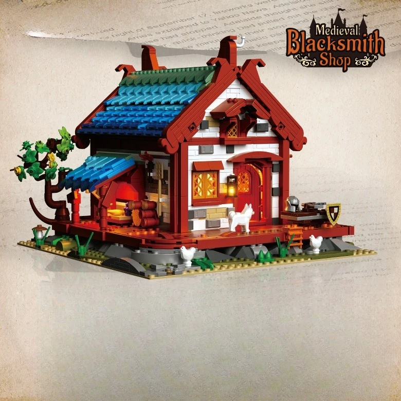 MOC Taverna da foraggio medievale Set di blocchi di costruzione Retro House Shop Architettura Giocattolo per bambini Compleanno Vacanza Regalo speciale
