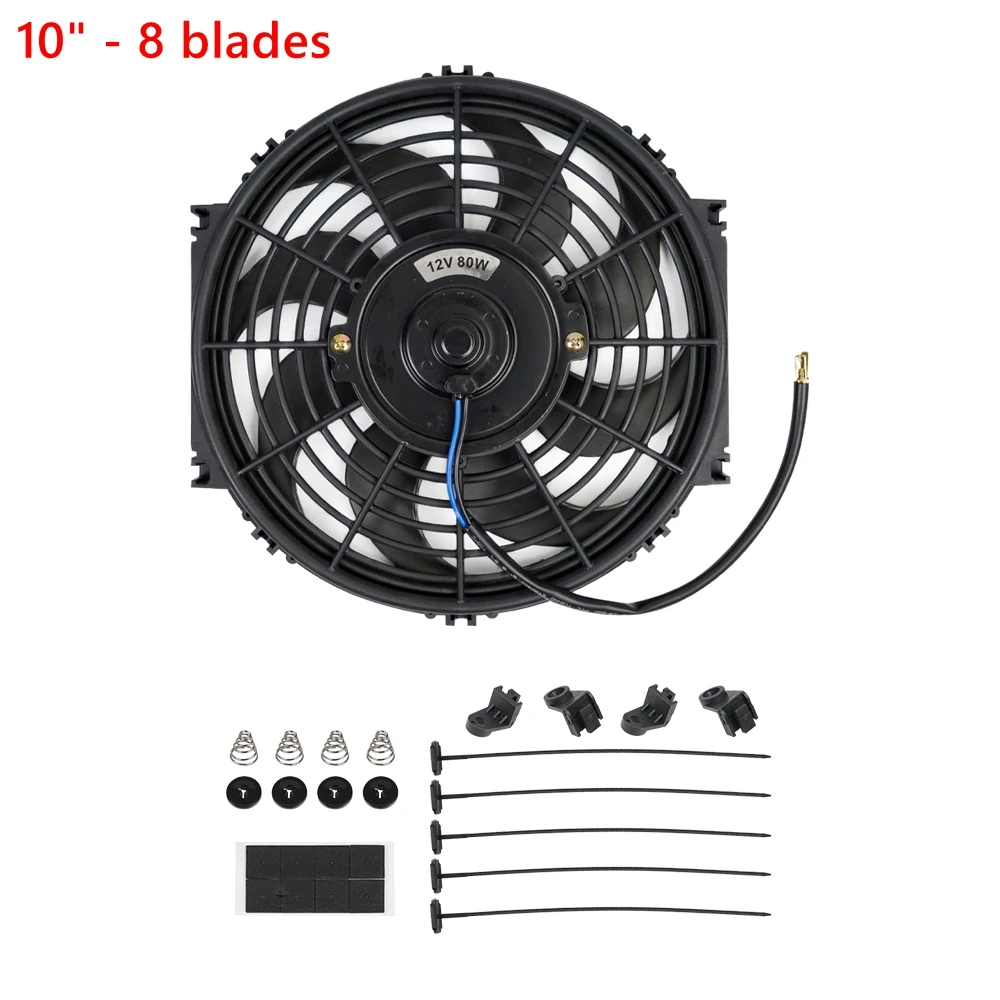 Universele 7/9/10/12/14/16 Inch 12V 80W 2100RPM Auto airconditioning Elektronische Radiator Koelventilator Blade Elektrische Cool Kit