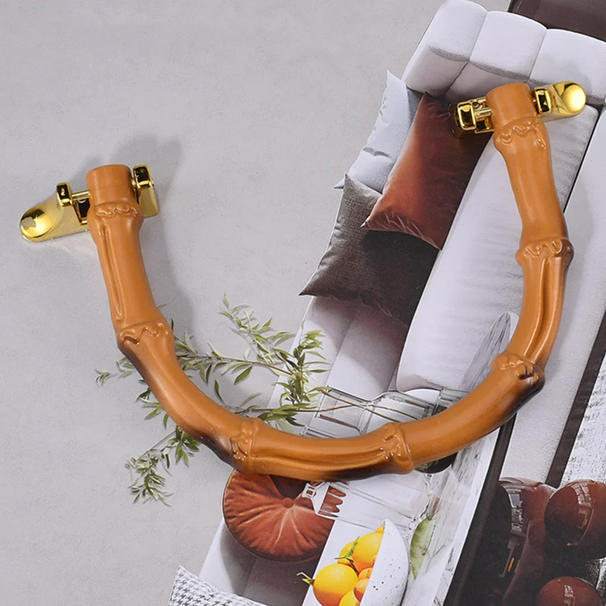 2pcs Handbag Handle Imitation Burned-bamboo U-shape Plastic Pull with Buckle 16.8cm Natural Rustic Bag Grip Backpack Luggage DIY