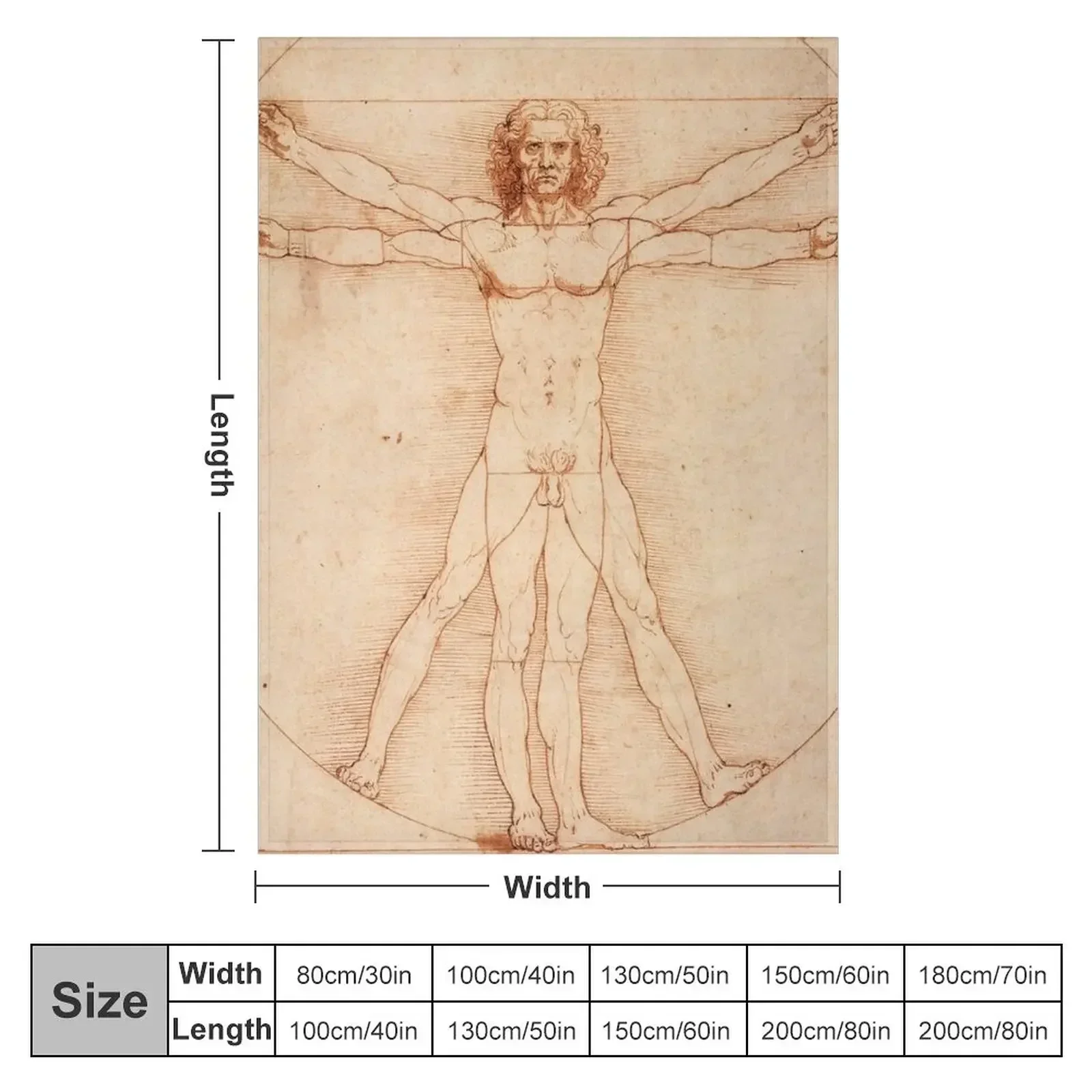 Vitruvian Man by Leonardo Da Vinci (1490) Throw Blanket manga for winter Blankets