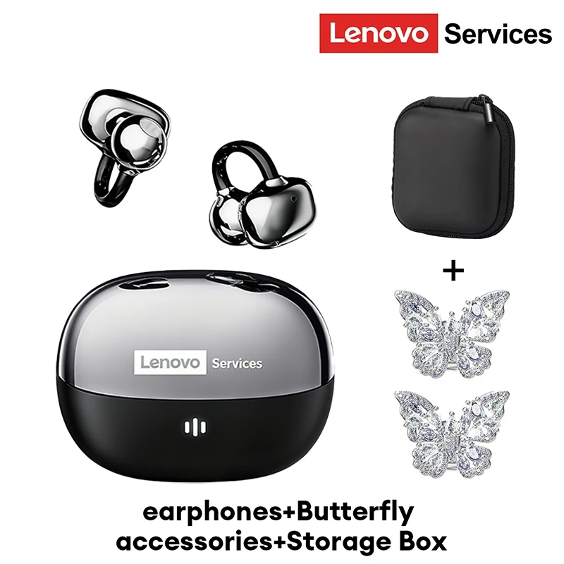 Lenovo RS103 Open Oor Clip Oorbel Oortelefoon Draadloze Bluetooth 6.0 Hifi Stereo Game Muziek Oordopjes W Oor Ornamenten Opbergtas