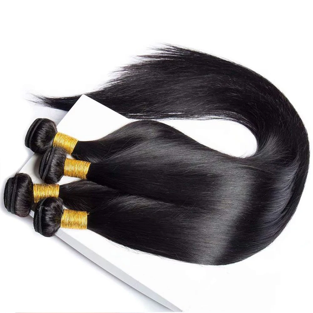 الخام عذراء غير المجهزة حزم مستقيمة الشعر البشري 3/6 قطعة 100% الشعر البشري البرازيلي شعر طبيعي مفرود حزم ملحقات #1