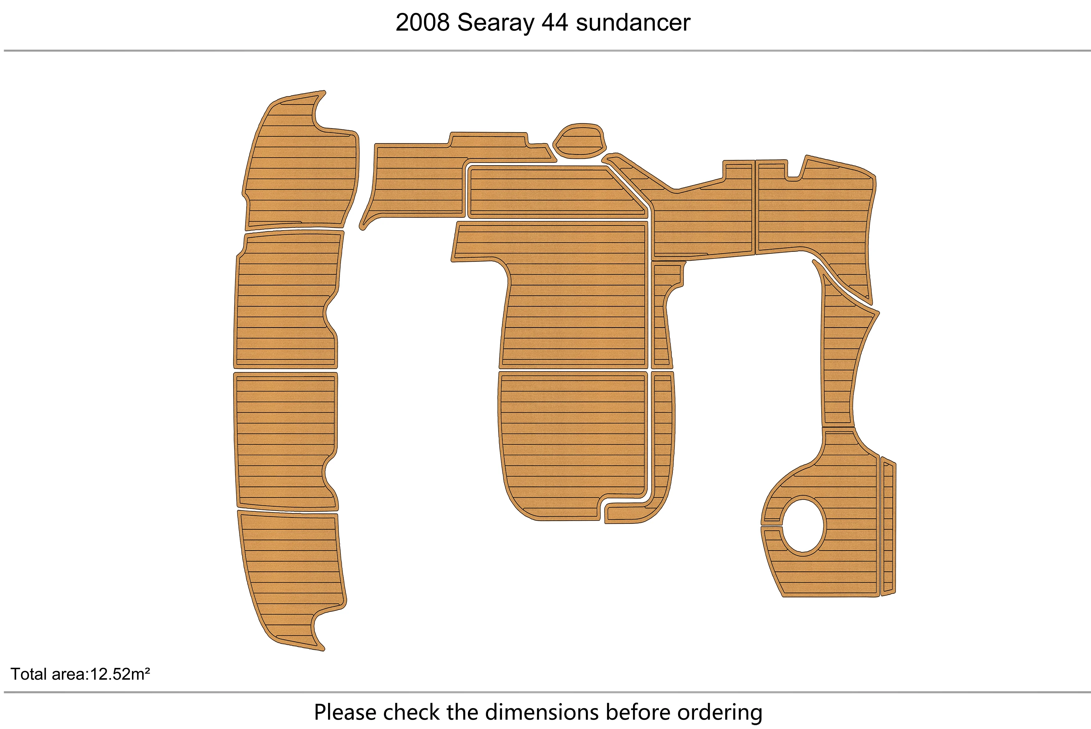 Eva foam Fuax teak seadek marine floor For 2006-2008 Searay 44 sundancer Cockpit Swim platform 1/4