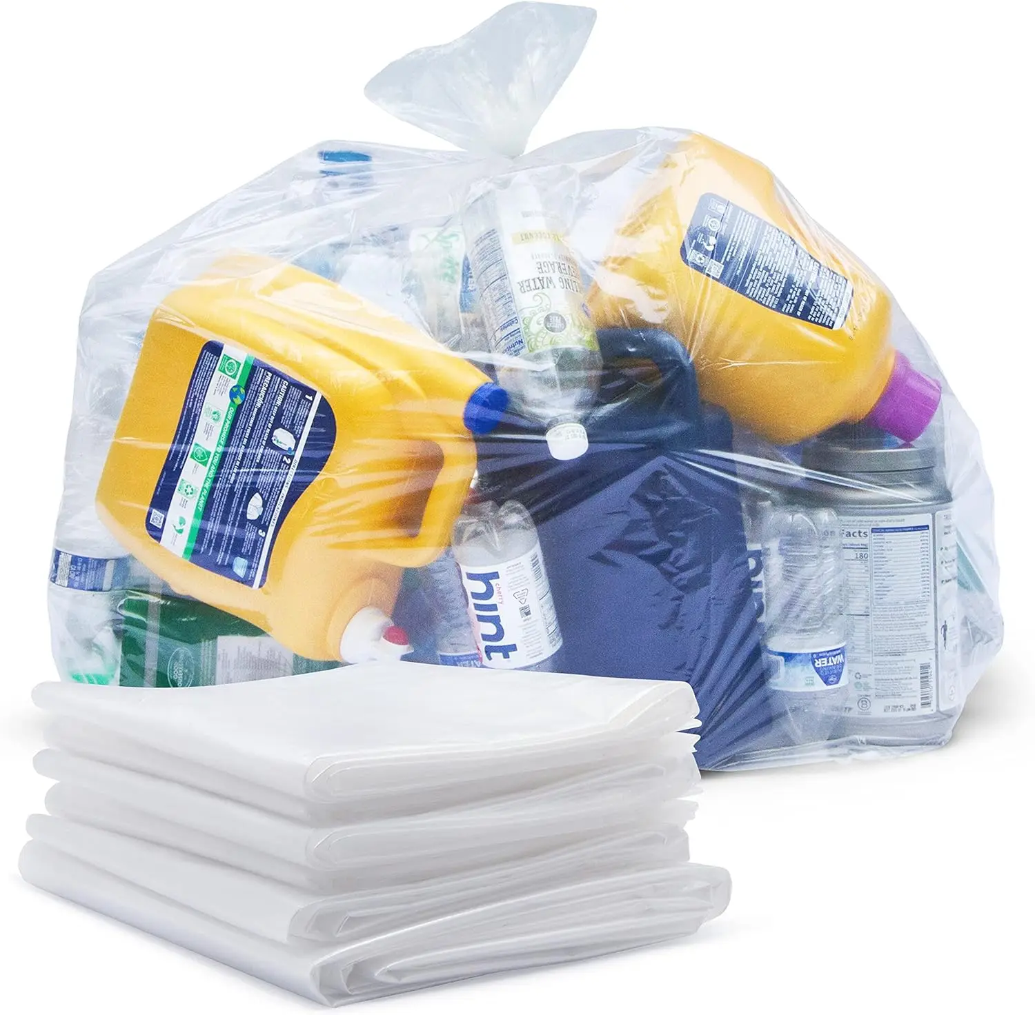 45 Gallon Clear Recycling Trash Bags, (Huge 100 Bags w/Ties) Extra Large Trash Bag Liners. 40 Gallon, 42 Gallon, 44 Gallon