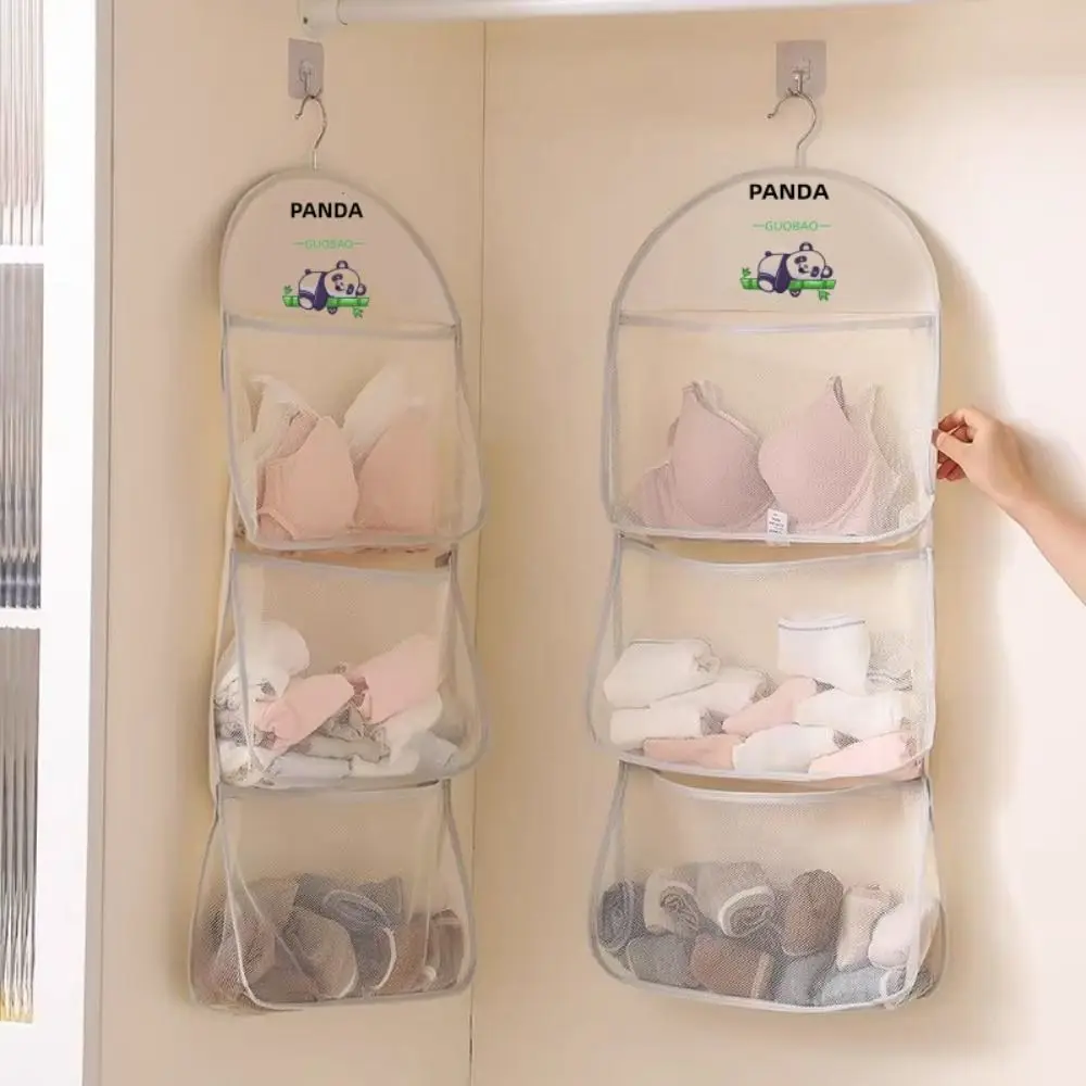 Sac de rangement multi-couches en maille, suspendu pour armoire, grande capacité, pour chaussettes, gain de place, outil de rangement multifonctionnel pour dortoir