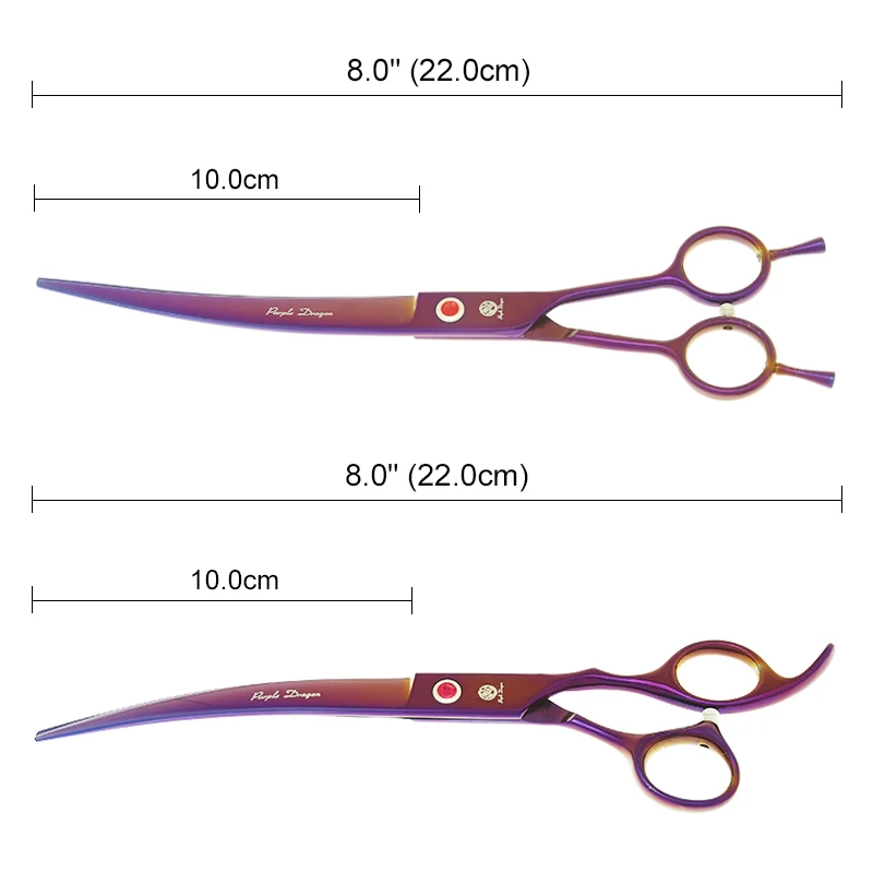 8.0" Purple Dragon Pet Grooming Scissors Sharp Edge Straight Curved Dog Cat Cutting Thinning Shear Animal Beauty Clippers B0046B gallery 5