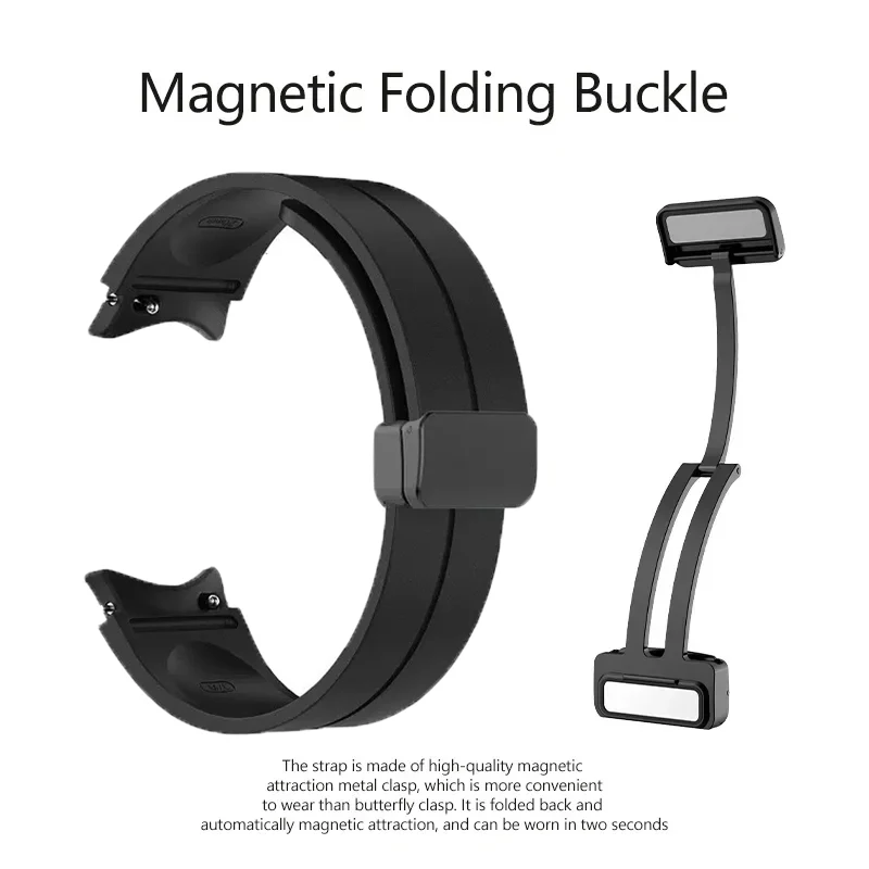 Correa de silicona de 20mm para Samsung Galaxy Watch FE 4 5 6 7 40mm 44mm, pulsera de hebilla magnética de 43mm 47mm 5 Pro 45mm