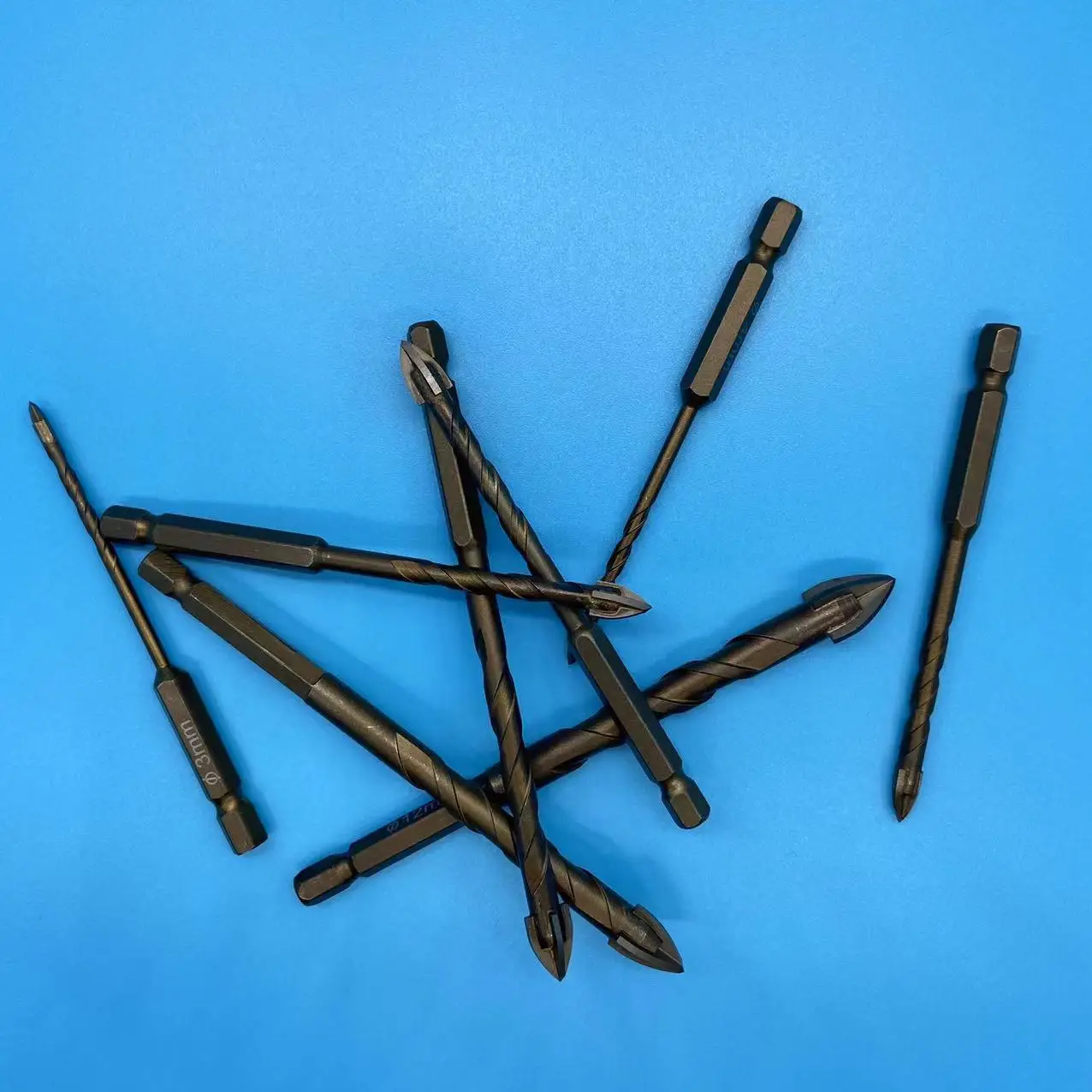 Conjunto de brocas hexagonais cruzadas de 3-12mm para vidro, cerâmica, abridor de buraco de concreto, tijolo, liga dura, kit de ferramentas de broca triangular