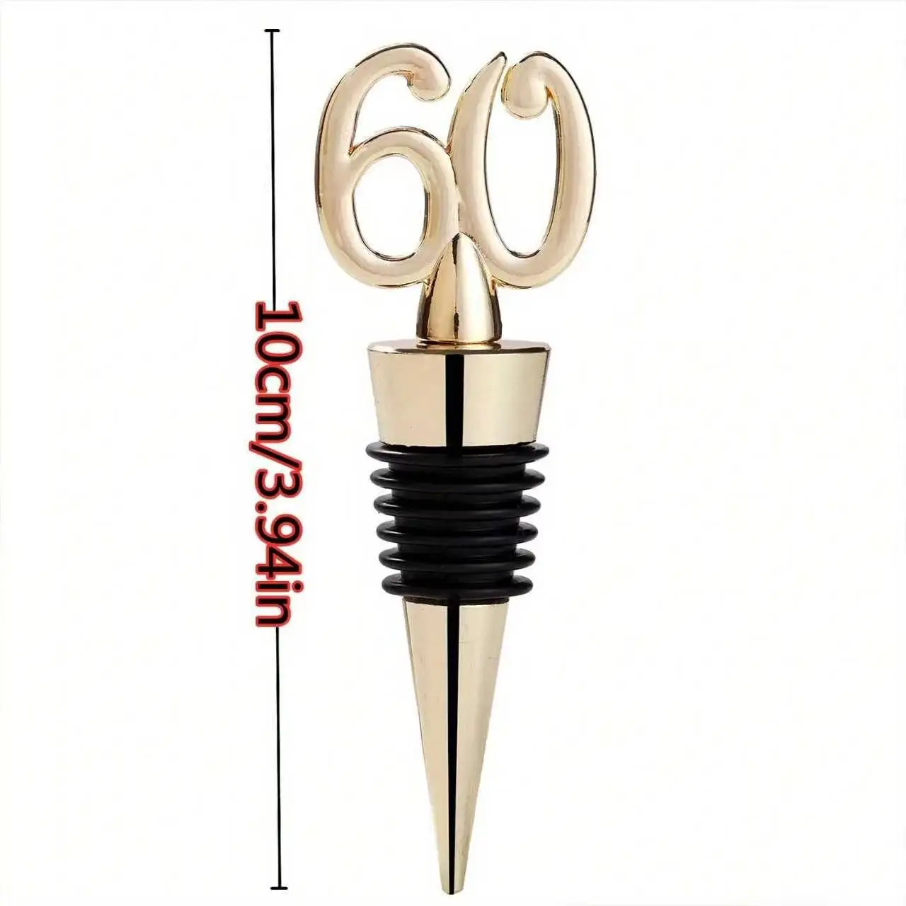 4pcs Shape 60 Wine Stopper, Golden Metal Red Wine Stopper,Wine Bottle Cork, Expanding Beverage Bottle Stopper