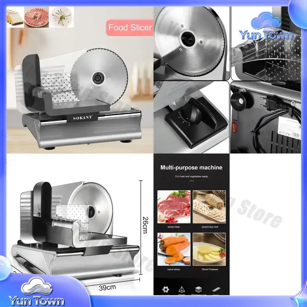 110V-220v Toast Bread Slicer, Meat Slicer, Bread Slicer, Multi-functional Mutton Roll Machine Kitchen Appliances 200W
