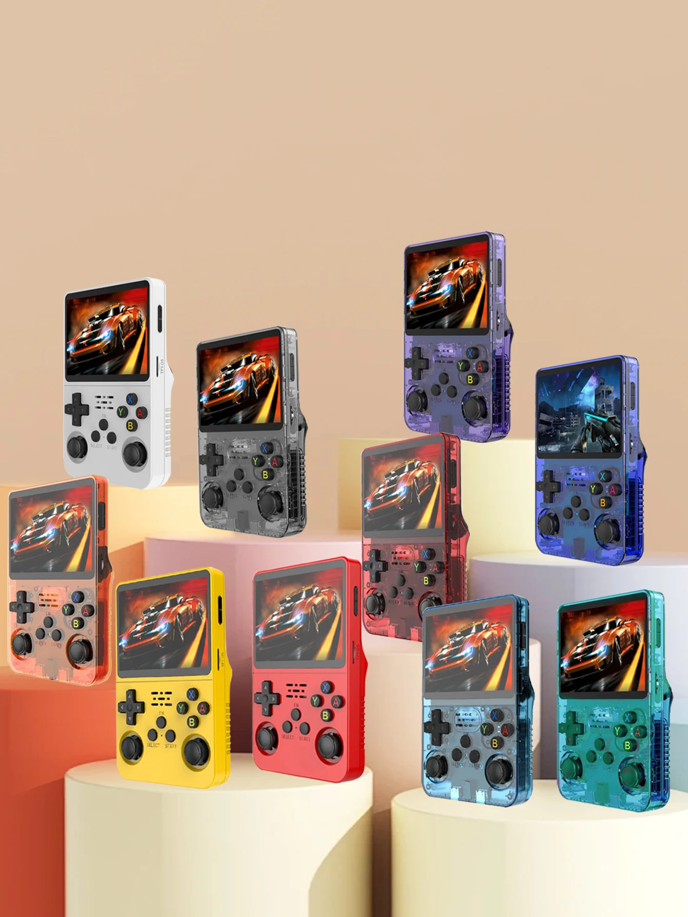 

R36S retro handheld video game console with a 3.5-inch IPS screen, R35s Pro portable pocket video player for 64 and 128GB games