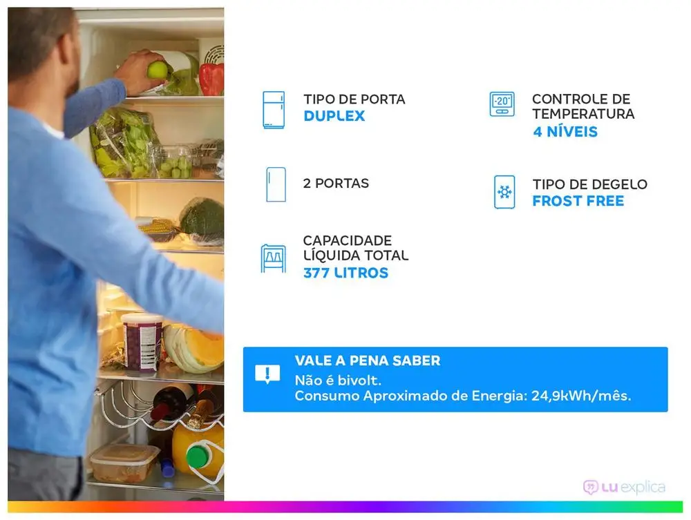 Geladeira/Refrigerador Consul Smart Frost Free Duplex Branca 377L CRM44MBANA - 110V