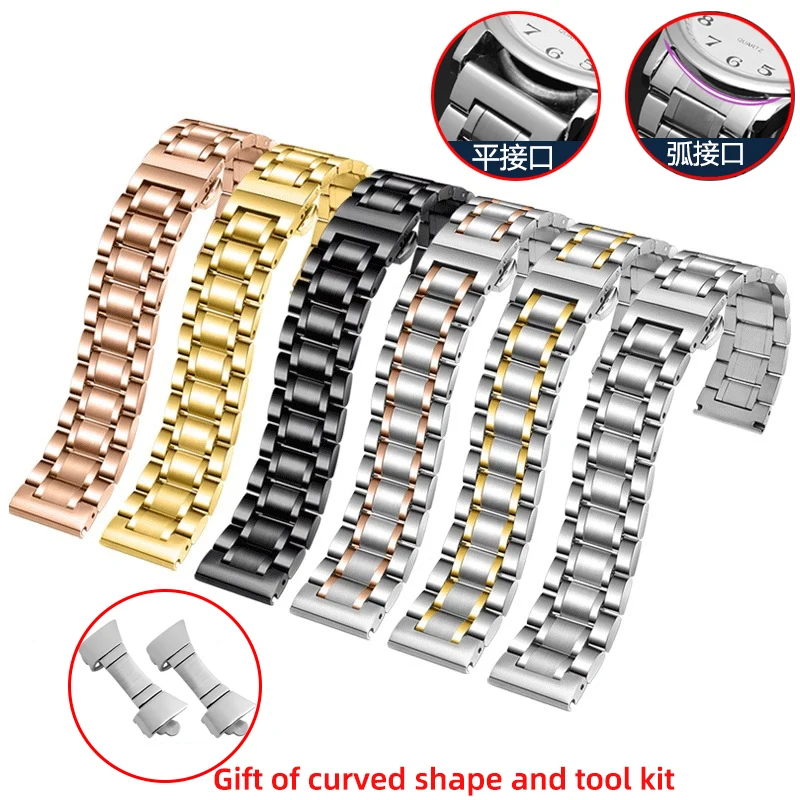 

For any watch brand Unisex flat curved end stainless steel bracelet strap 14mm 15 16 17mm 18 19mm 20 21mm 22 23mm 24mm watchband