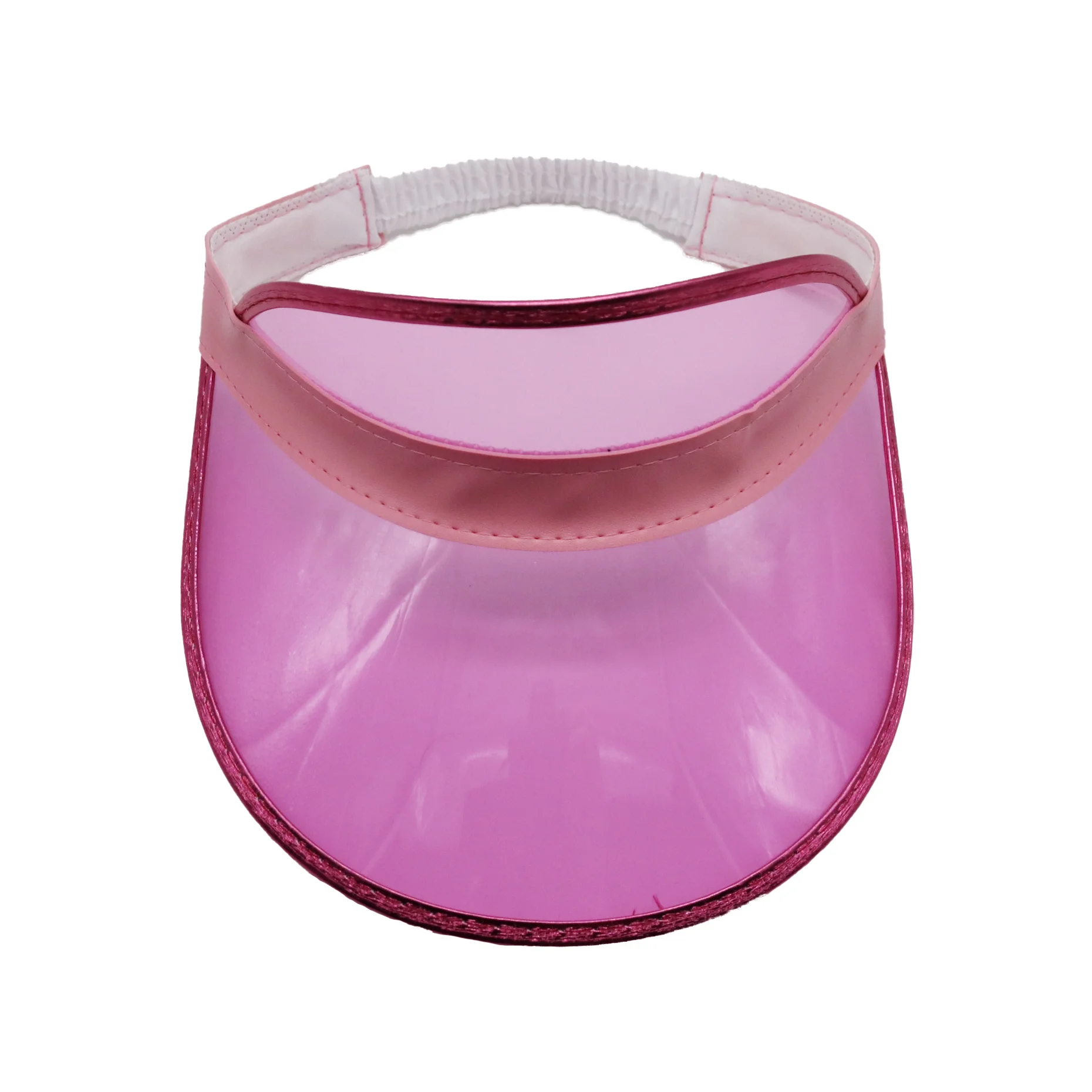 Outdoor Golf cap Suitable for Both Men and Women Shade Transparent UV-Resistant Plastic Pink Color Adjustable Sun Visor