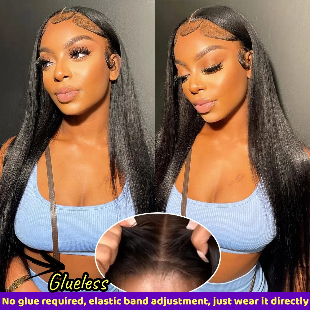 Wear and Go Glueless Wig Human Hair Wigs Pre Plucked 4x4 Straight Lace Front Wigs 180% Density HD Transparent Lace Frontal Wigs