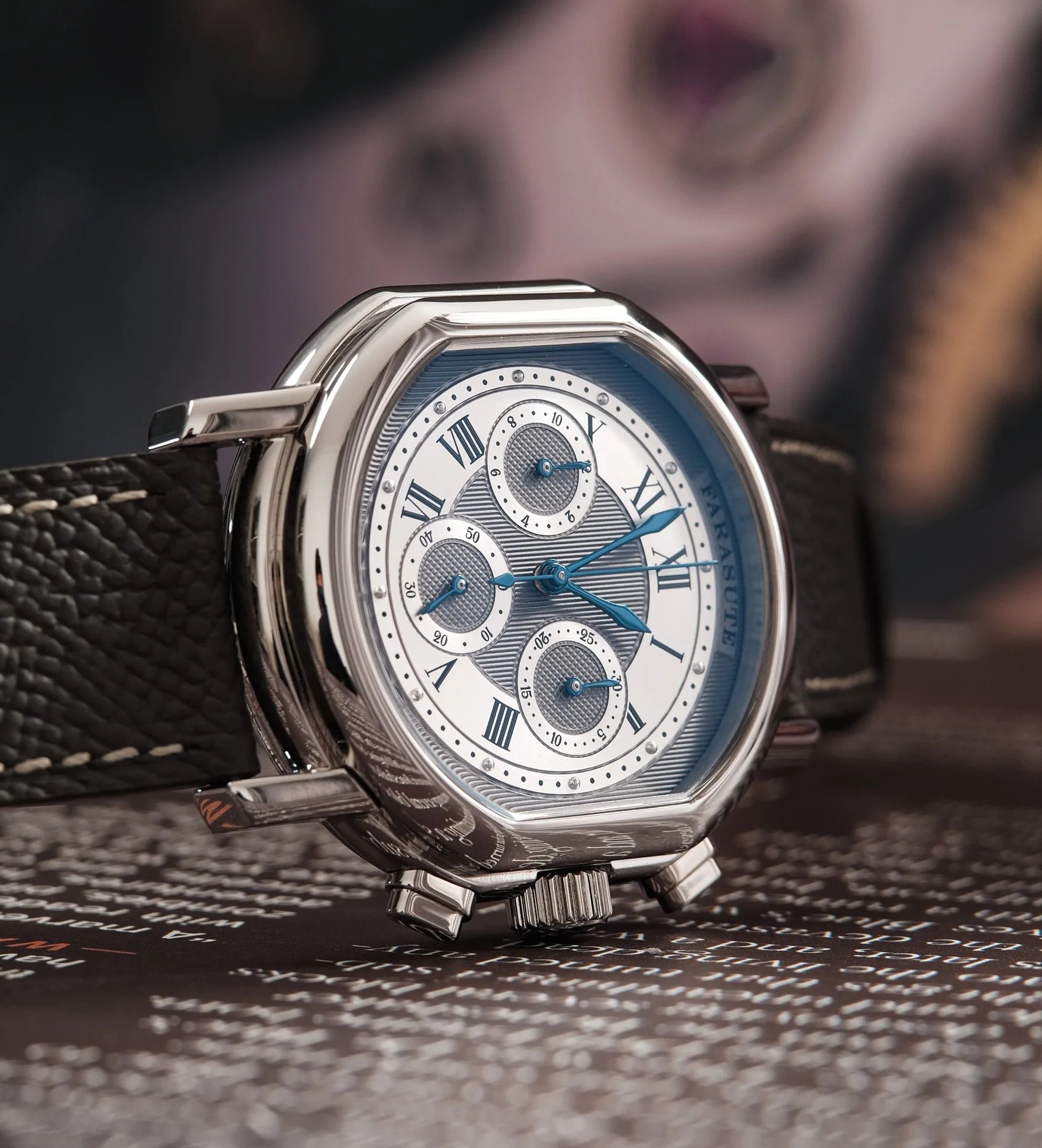 FARASUTE Neue 38mm Chronograph Peacock 4130 Benutzerdefinierte Mechanische Bewegung 5ATM Wasserdicht Saphir Tribute Serie Männer Uhr Relogio