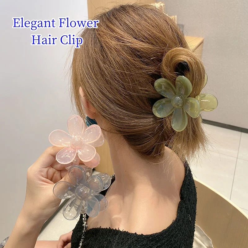 Acrylic Hair Clip Claw Fashion Big Flower Plastic Hair Claws Hairdressing Tool Hair Accessories for Women Hairpins